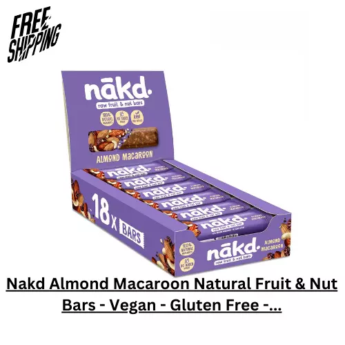 Nakd Almond Macaroon Natural Fruit & Nut Bars - Vegan - Gluten Free -...