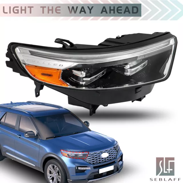 Right RH For 2020 2021 2022 2023 Ford Explorer XLT/Limited LED Headlights W/DRL