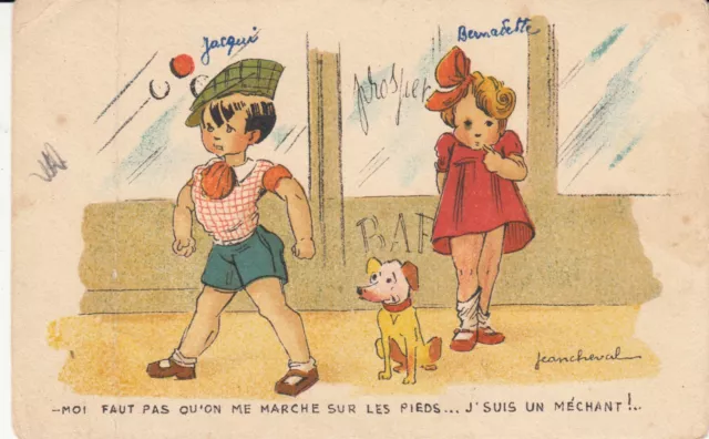 Carte postale ancienne HUMORISTIQUE HUMOUR dessinateur jeancheval je suis méchan