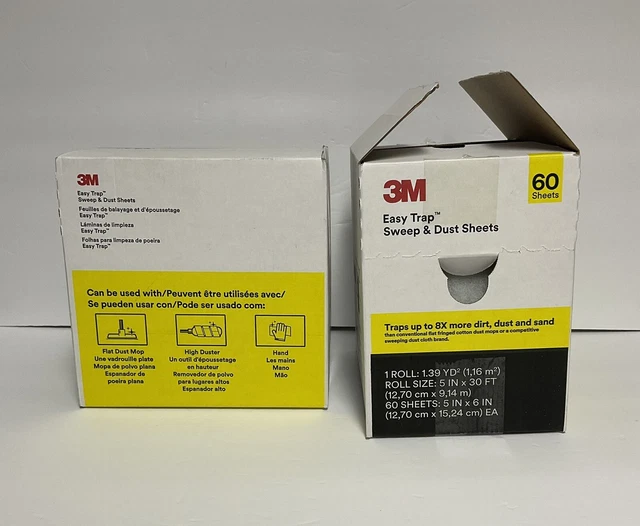 3M Easy Trap Sweep & Dust 5" x 30 ft 60 Sheets per Roll (59032W) 2 Rolls READ