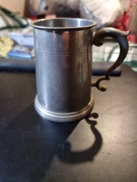 Vintage Old English Pewter Tankard Glass Bottom Mug Beer Stein made in England
