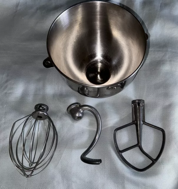 KitchenAid Lift Stand Mixer Replacement 5 QT Bowl + Dough Hook Beater & Whisk