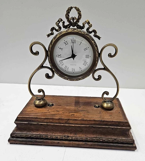 Orologio da tavolo in ottone e noce