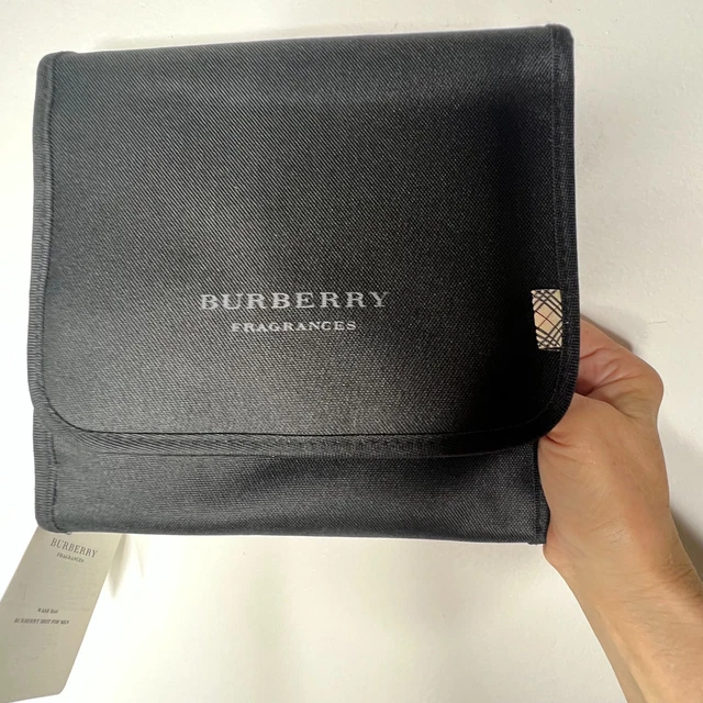 Burberry Fragrance Toiletry Bag Travel Full Black Hanging Folding Zipper NWT