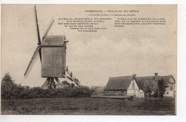 Théme MOULIN Moulins à vents HAZEBROUCK CPA 59 le moulin du 16éme siecle