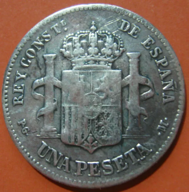 1 Peseta España 1891 Alfonso XIII "pelón" PG M