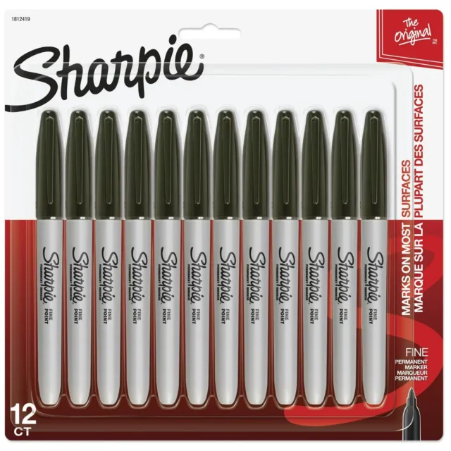 New 12 Sharpie Black Permanent Markers, Fine Point Quick Drying Pen Last Stock!