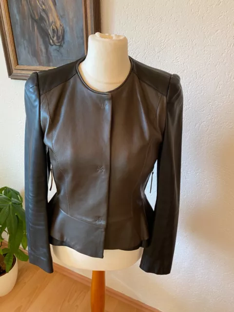 Hochwertige Lederjacke von Dorothee Schumacher - Gr. 4 (38 - 40) - Schwarz/Grau