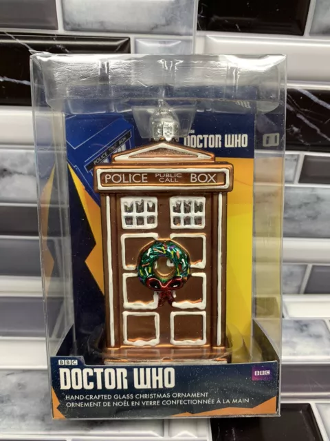 Doctor Who TARDIS Police Call Box Glass Ornament  Gingerbread K Adler BBC CB1