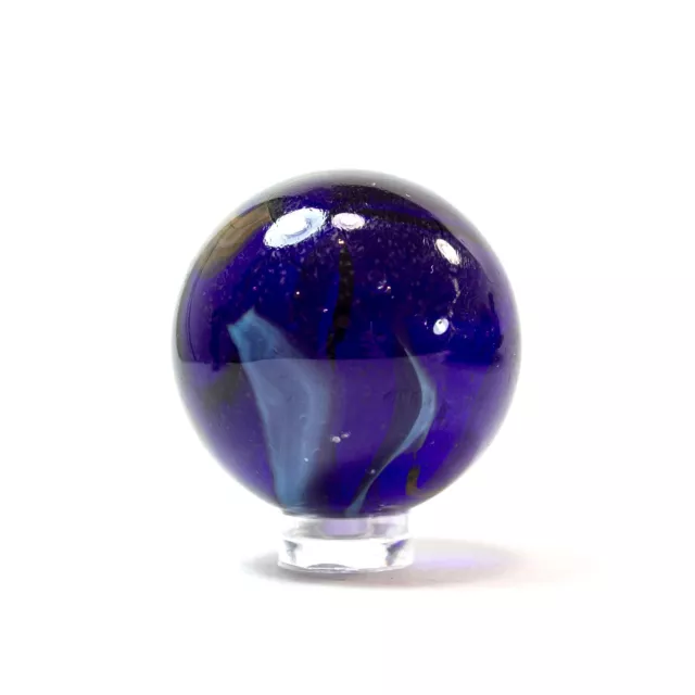 Glaskugel Crystal Kobaltblau gebändert (40mm)