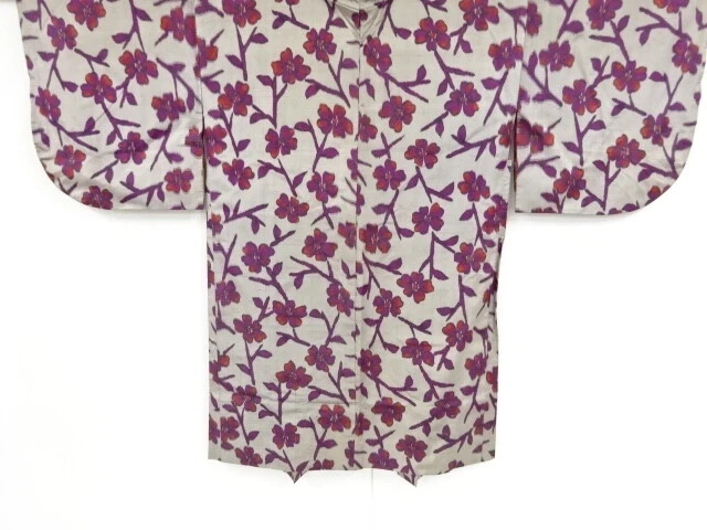 46855# Japanese Kimono / Antique Haori / Meisen / Woven Flowers