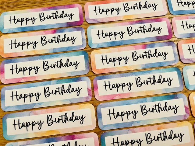 Happy Birthday Sentiments Card Making Banners Embellishments Card Toppers - Wavy Design