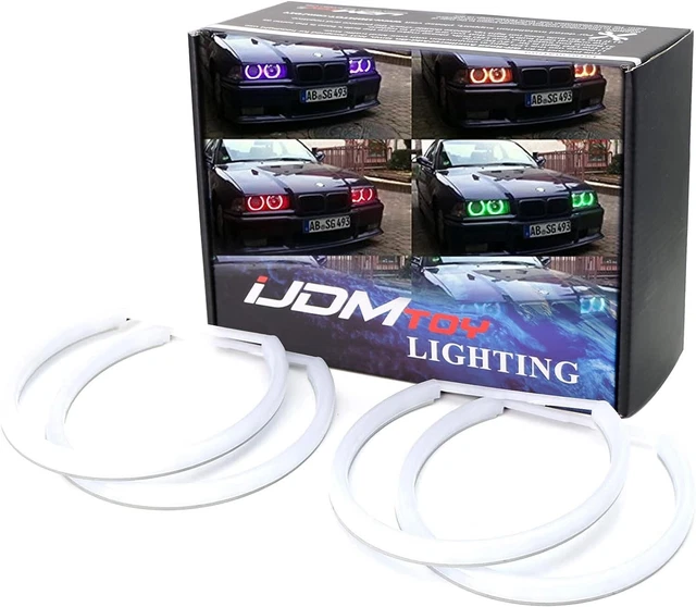 Headlight RGB 7-Color LED Angel Eye Halo Rings Kit For BMW E39 E46 3 5 7 Series