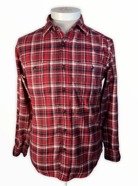 Uniqlo Cotton Flannel Check Shirt Size Small Red White Western Long Sleeve