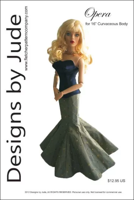 Opera Doll Clothes Sewing Pattern for 16" Curvaceous new DeeAnna Tonner