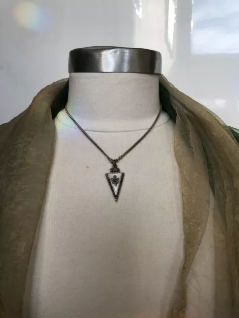 Beautiful 925K sterling silver necklace, triangle amulet prayer protection.!