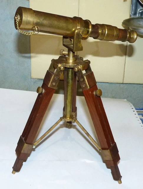TÉLESCOPE MARIN VICTORIEN ANCIEN VINTAGE 18 EN LAITON AVEC BOITE EN