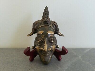 c.18/19th Antique African Africa Bronze Ritual Benin Hip Mask