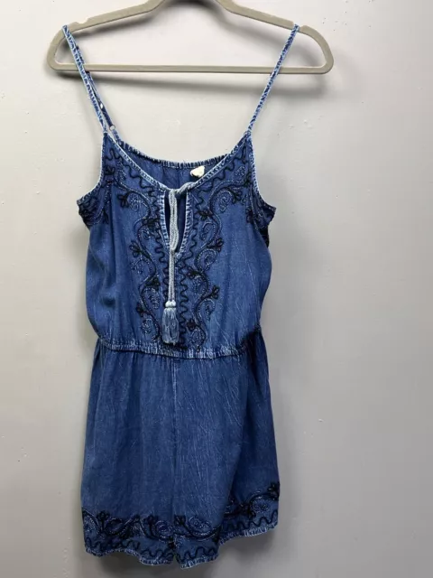 Beach by Exist romper Womens Large Blue Sleeveless Boho Tie front Coastal