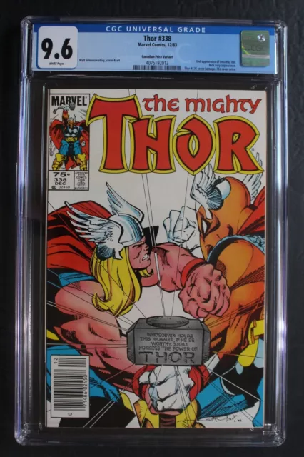 THOR #338 vs BETA RAY BILL Battle 2nd app GOTG MCU 1983 Canadian Variant CGC 9.6