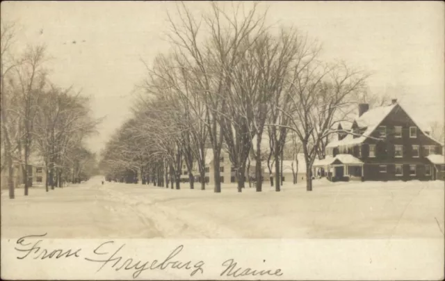 Fryeburg ME Home & Street c1905 Real Photo Postcard