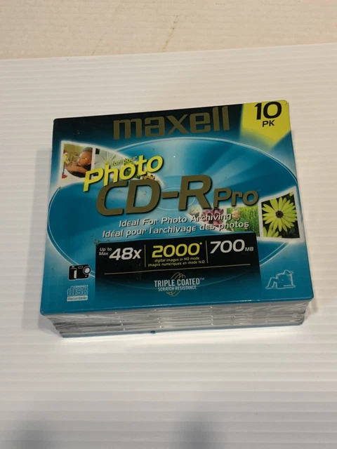 MAXELL Photo CD-R Pro, 48x, 2000 Digital Images, 700MB - 10pack New Sealed