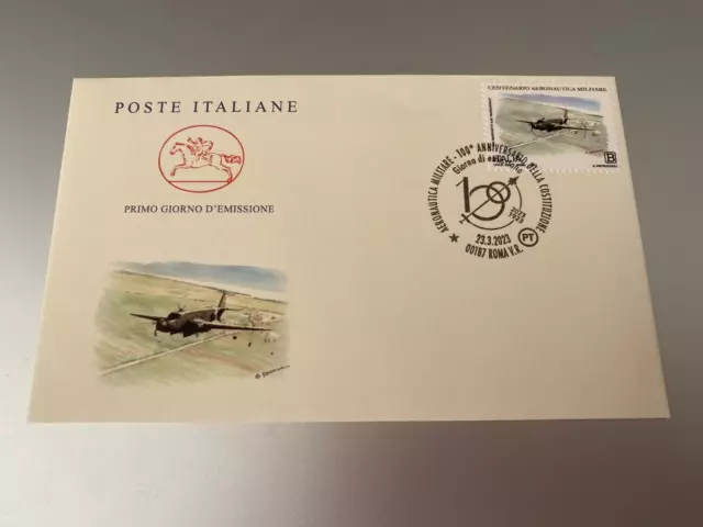 2023 Busta Cavallino FDC Centenario Aeronautica SIAI Marchetti Marsupiale