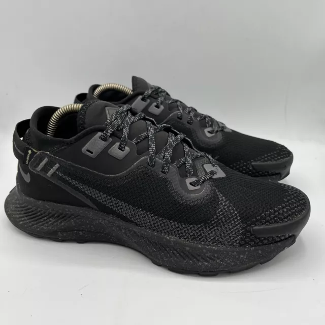 Nike Pegasus Trail 2 Gore-Tex Black Metallic Dark Gray Shoes Men Sz 8