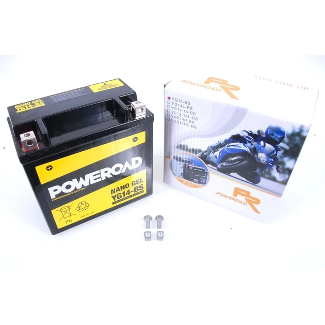 704064 POWEROAD YTX14-BS Gel Batterie Aprilia Buell Cagiva Gilera