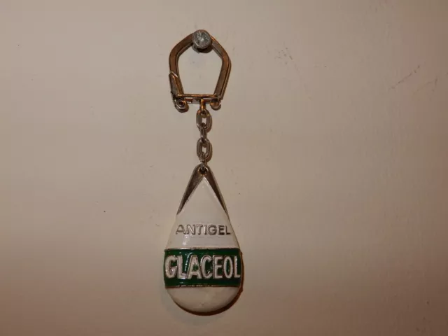 porte cle glaceol , garage , no bidon d'huile ancien , key ring ,