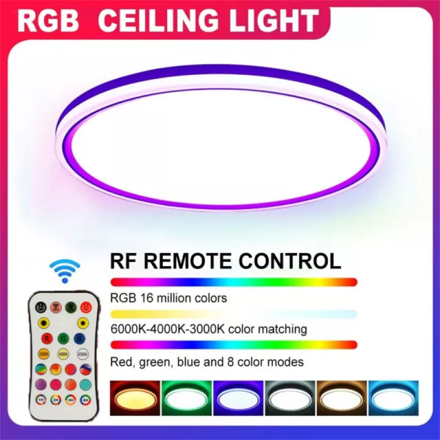 24W LED Deckenleuchte RGB Dimmbar Wohnzimmer Deckenlampe mit Fernbedienung Dekor