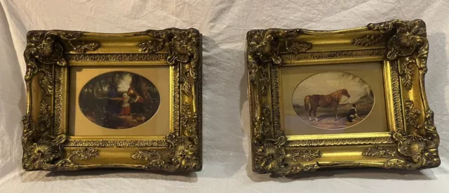 VINTAGE GEO ROWNEY & CO       paintings in Hand gilded frames￼