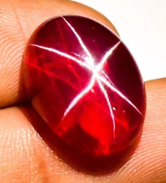 14.60 Cts. Natural Star Red Ruby 6 Rays Oval Cabochon Shape Certified Gemstone