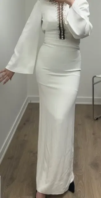 $10K Jenny Packham Women's White Flowy Wedding Crystal Dress Gown Size UK8/US4