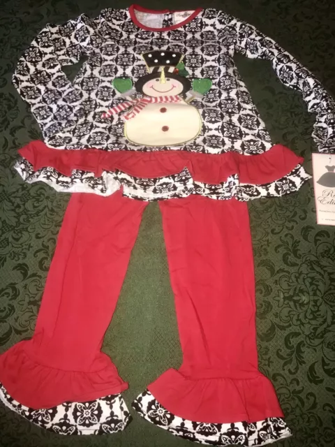 NWT Rare Editions 6X Glitzy snowman christmas holidays outfit dress up 2 pc set