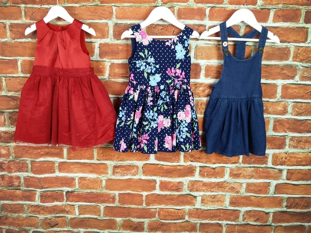 Girls Bundle Age 2-3 Years Next Matalan Pinafore Dress Plain Floral Party 98Cm