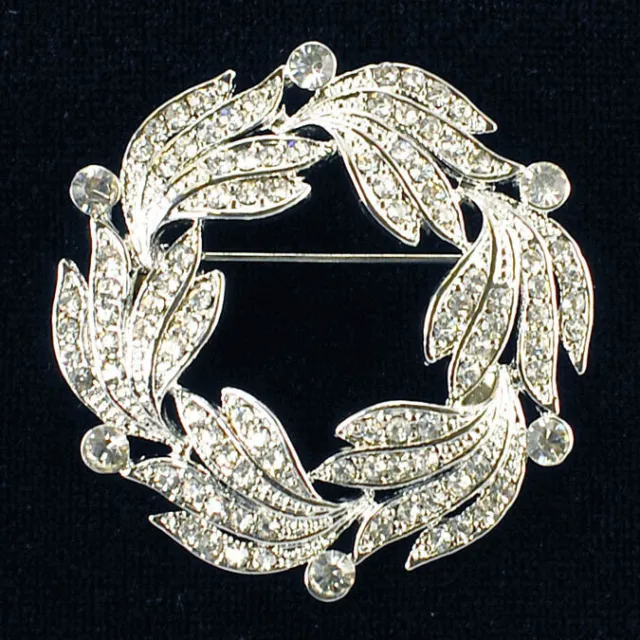 Sparkling Round Cut Cubic Zirconia In 925 Solid Silver Art Deco Women's Brooch