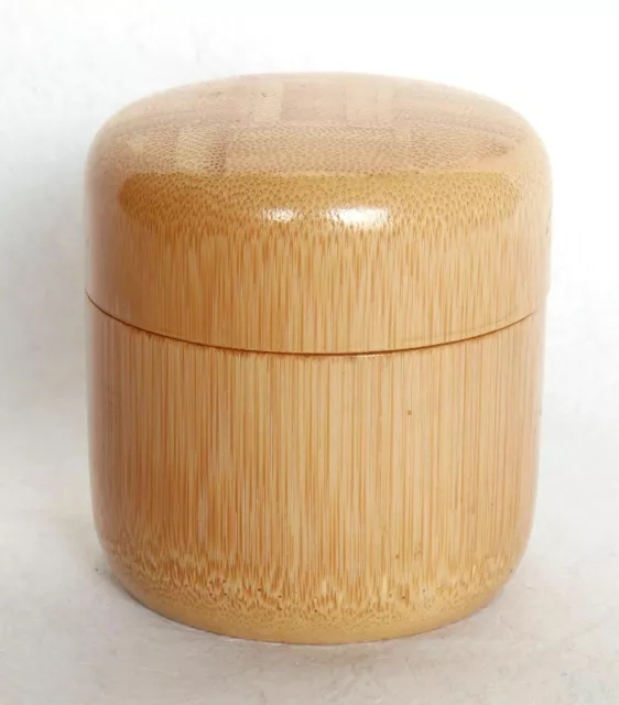 Japanese Bamboo ​Tea Caddy Canister Wood H6cm 2.36" Vintage 3