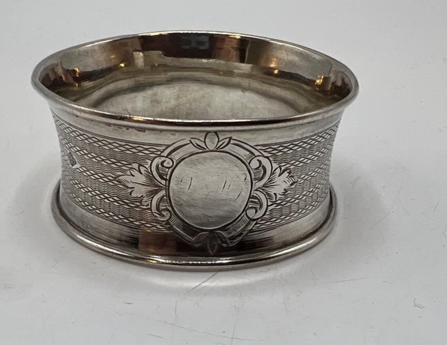 Rond De Serviette En Argent Massif - Minerve Premier Titre 30g - Monogrammé N°3 Paris
