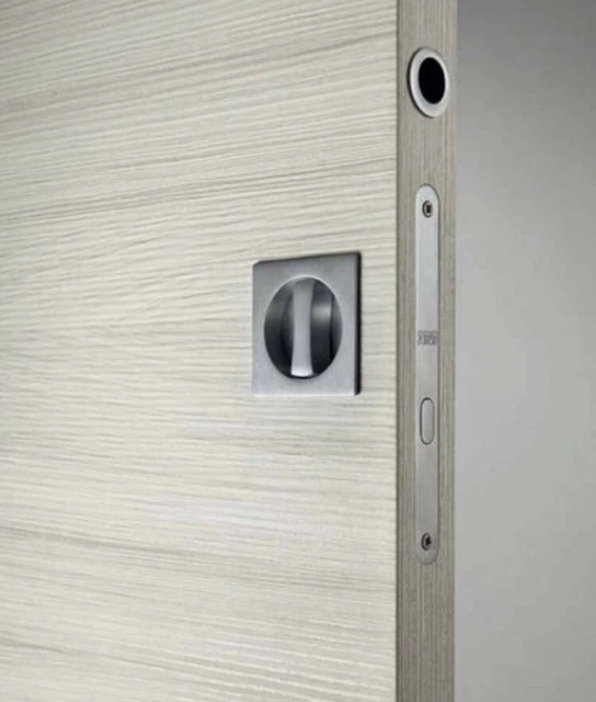 Serratura Per Porte Scorrevoli E0374N 51 - Cromo Satinato, Foro 48mm - Foto 3