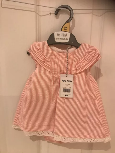 MOTHERCARE NUOVO BAMBINO abito rosa bambina e mutandine - nuovo con etichette