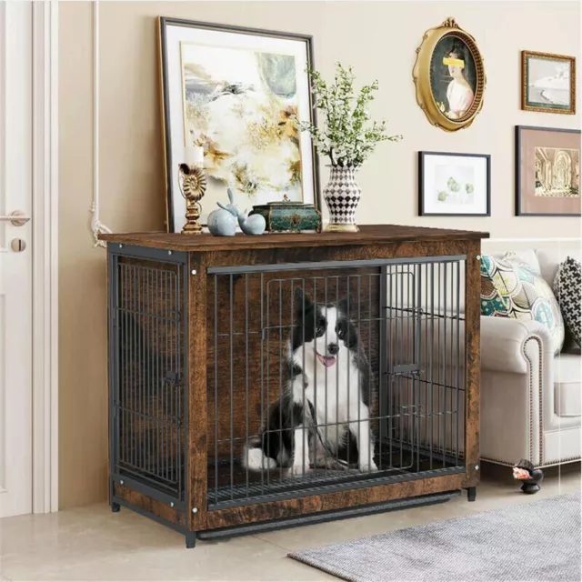 Heavy-Duty Dog Crate Pet Cage House End Table Large Elevated Dog Kennel w Toilet 3