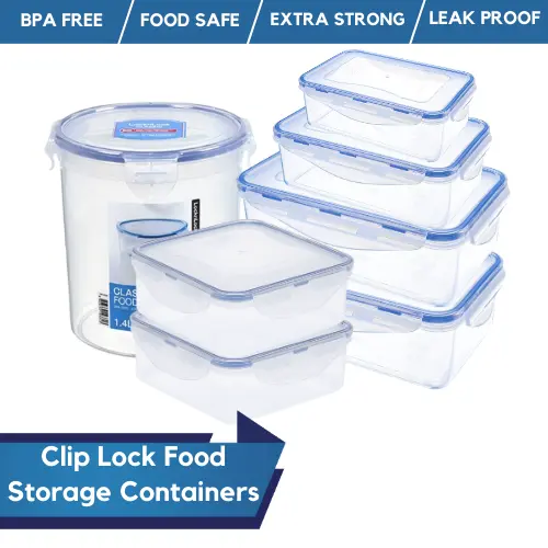 Clip Lock Food Storage Containers Plastic Containers Airtight & Leak Proof