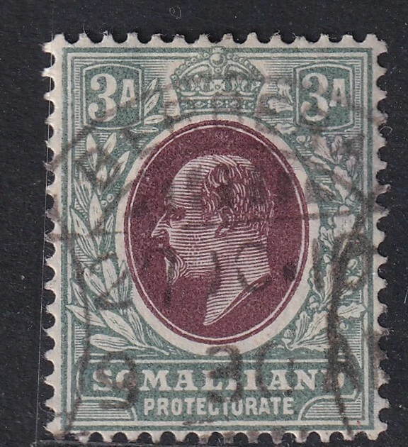 SOMALILAND PROTECTORATE EDVII SG49, 3a choc & grey-green, FINE USED. ORDINARY
