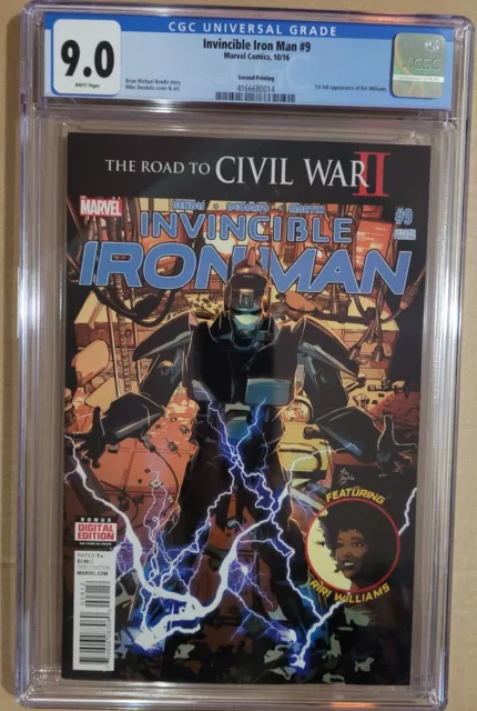 Key! Invincible Iron Man #9 Vf/Nm Cgc 9.0 2016 1St Full Appearance Riri Williams