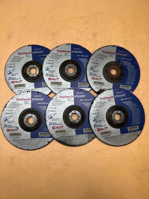 pack of 6 United Abrasives SAIT 22084 Type 27 7x1/4 max RPM 8,500