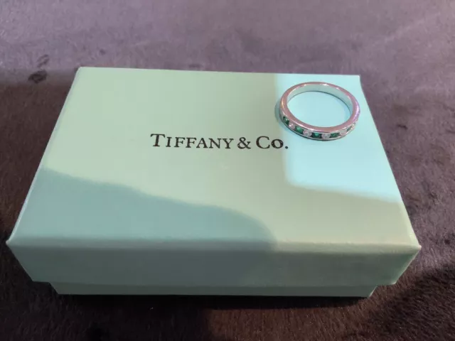 Tiffany & Co Platinum (PT950) Diamond and Emerald Half Eternity band US6 UK M