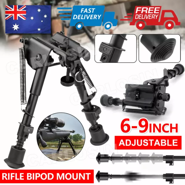 Adjustable 6"-9" Height Sniper Hunting Rifle Bipod Sling Shooting Mount Stand AU