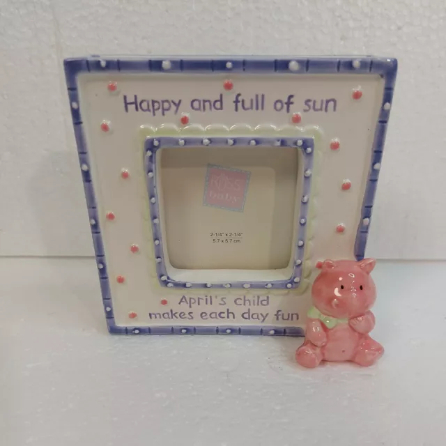 Russ Precious Keepsakes April Baby Frame Holds 2 1/4" X 2 1/4” Photo