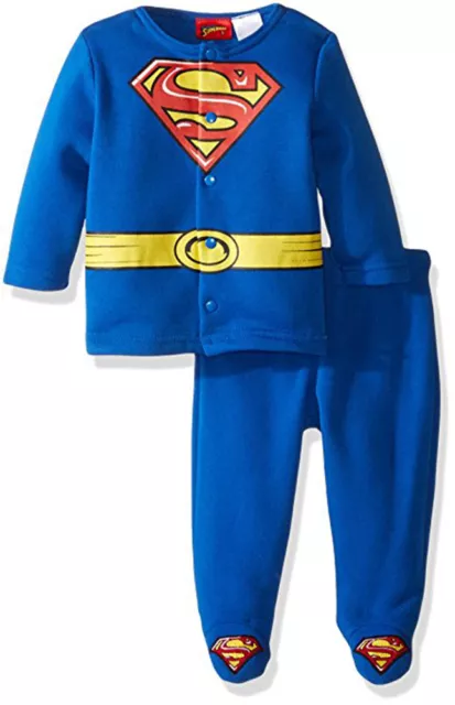 Superman Infant Boys Blue Top 2pc Footed Pant Set Size 0/3M 3/6M 6/9M